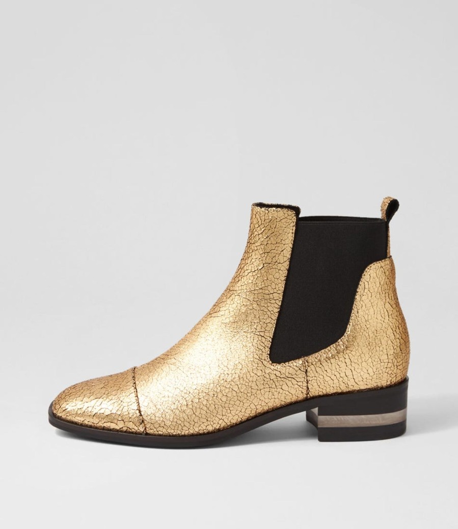 Women DJANGO & JULIETTE  | Ford Lrg Old Gold Crackle Leather Ankle Boots