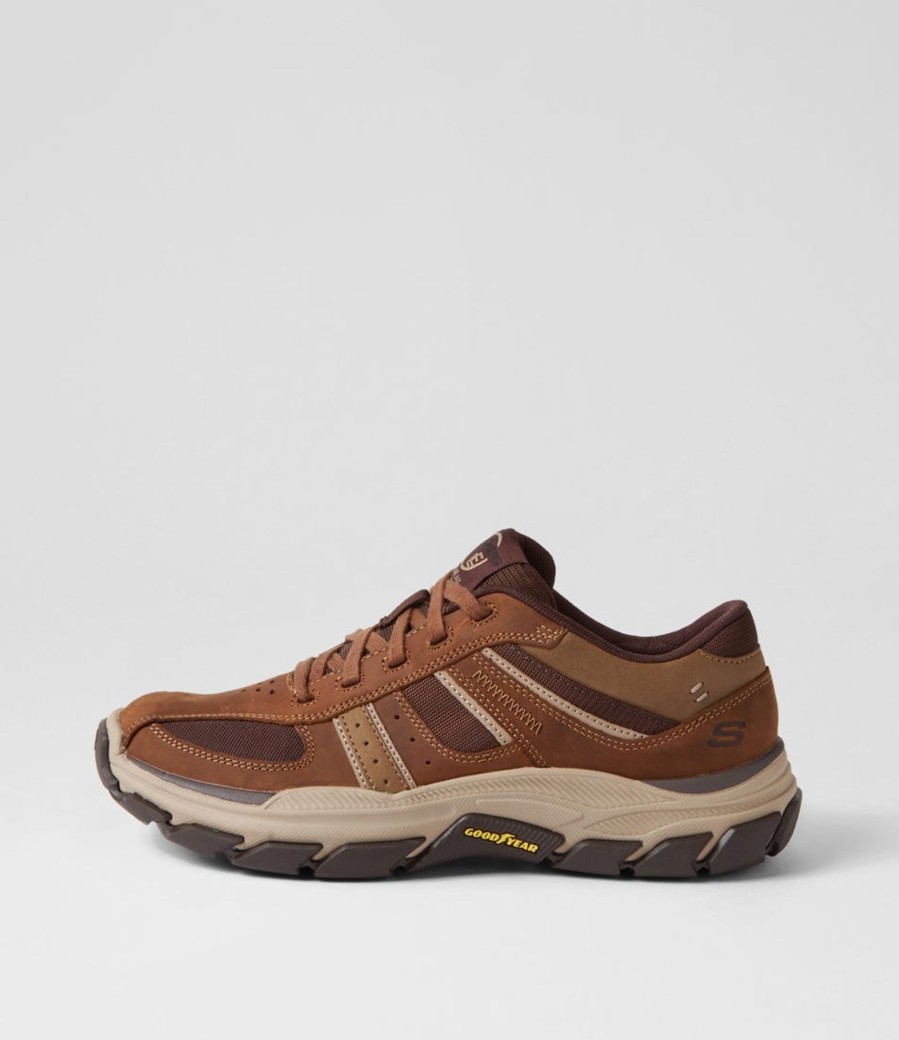 Men SKECHERS  | Respected Desert Leather Lace Up Flats