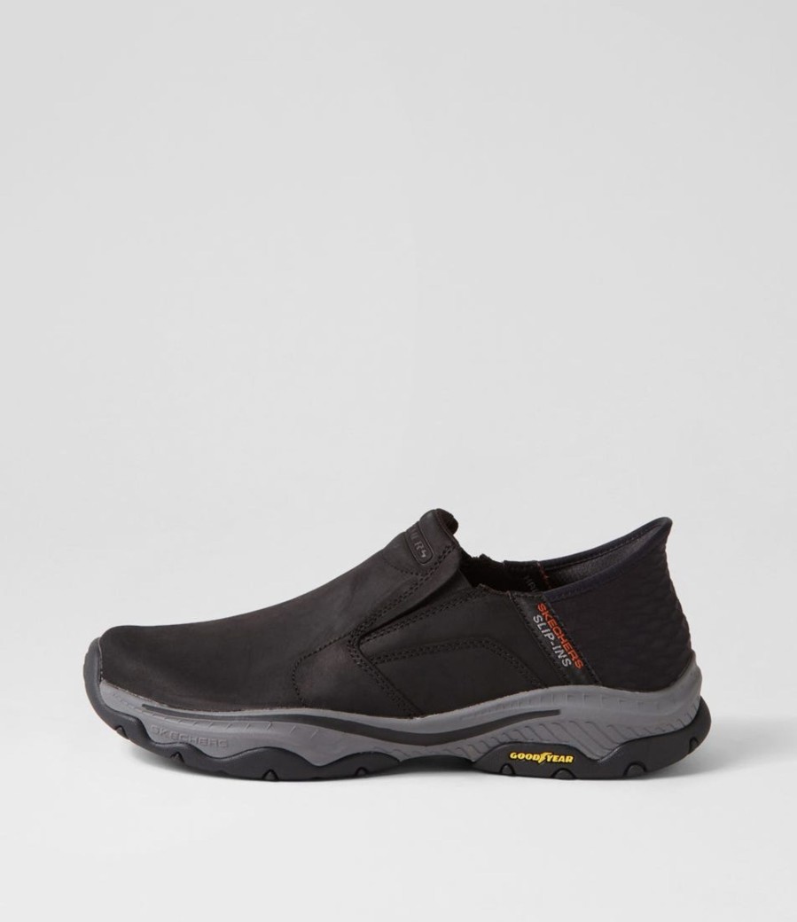 Men SKECHERS  | Craster Lanigan Black Leather Flat Shoes